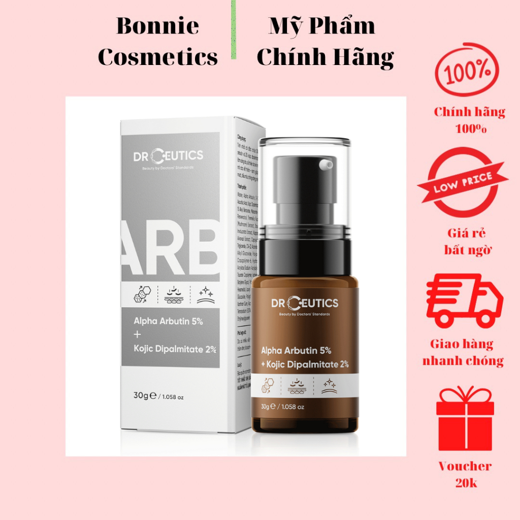 Tinh chất DrCeutics Alpha Arbutin 5% Và Kojic Dipalmitate 2% làm sáng da mờ nám 30g - BonnieCosmetics