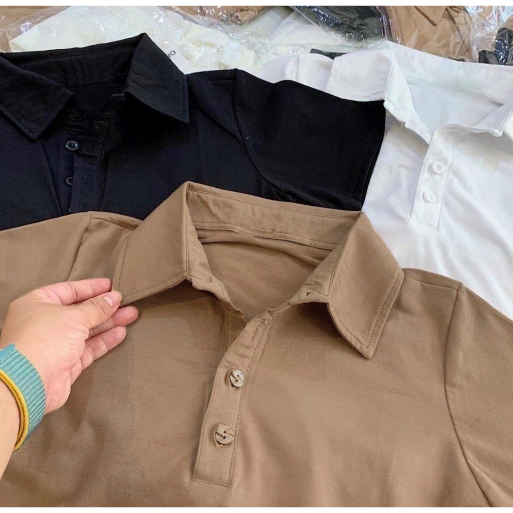 Áo Croptop Thun Nữ Cổ Polo Crt Ngắn Tay Màu Nâu Cafe Vải Cotton Co Giãn Mềm Mịn Đẹp Thoáng Mát Dễ Phối Basic Hottrend