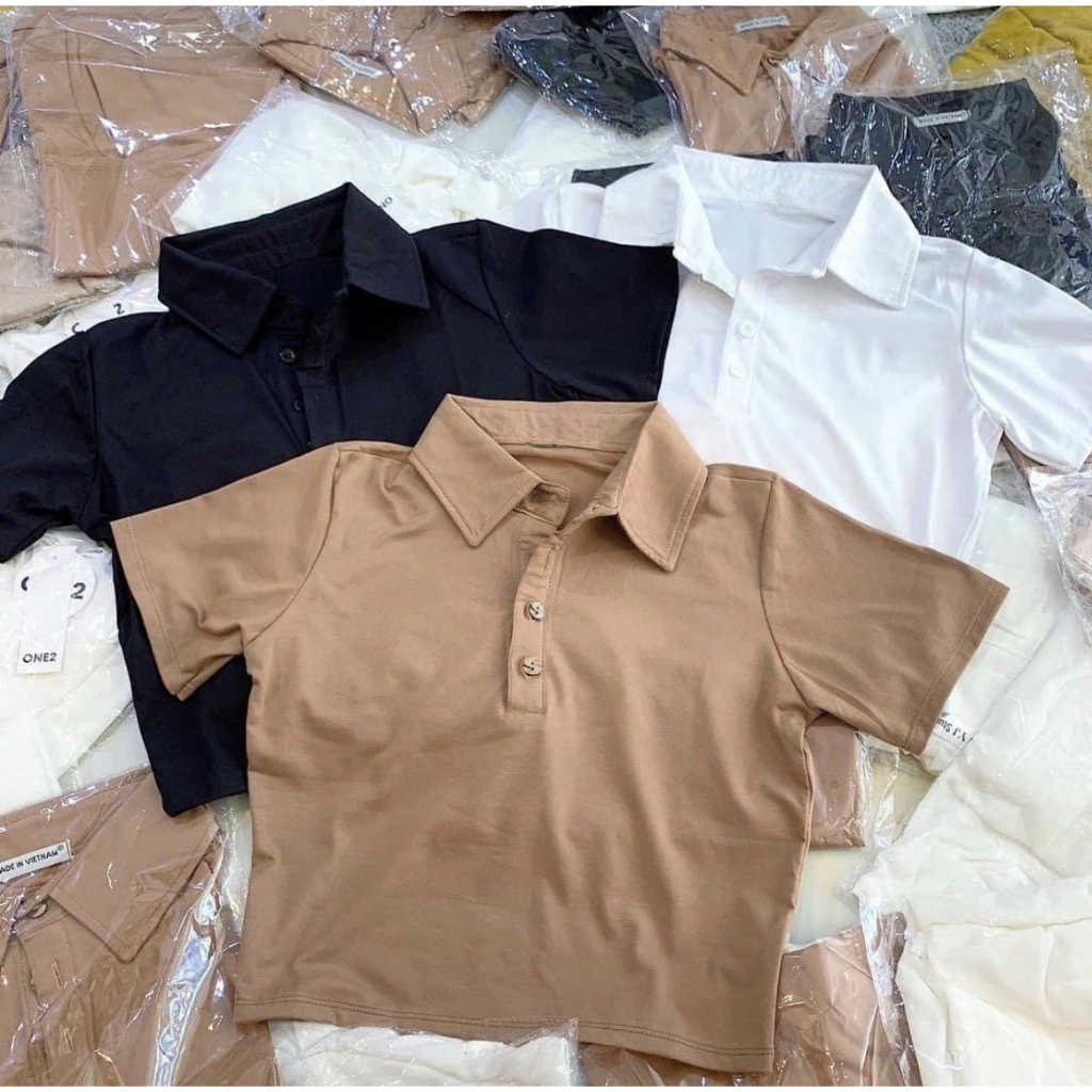 Áo Croptop Thun Nữ Cổ Polo Crt Ngắn Tay Màu Nâu Cafe Vải Cotton Co Giãn Mềm Mịn Đẹp Thoáng Mát Dễ Phối Basic Hottrend