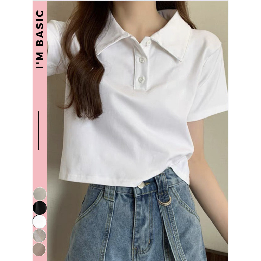 Áo Croptop Thun Nữ Cổ Polo Crt Ngắn Tay Màu Nâu Cafe Vải Cotton Co Giãn Mềm Mịn Đẹp Thoáng Mát Dễ Phối Basic Hottrend