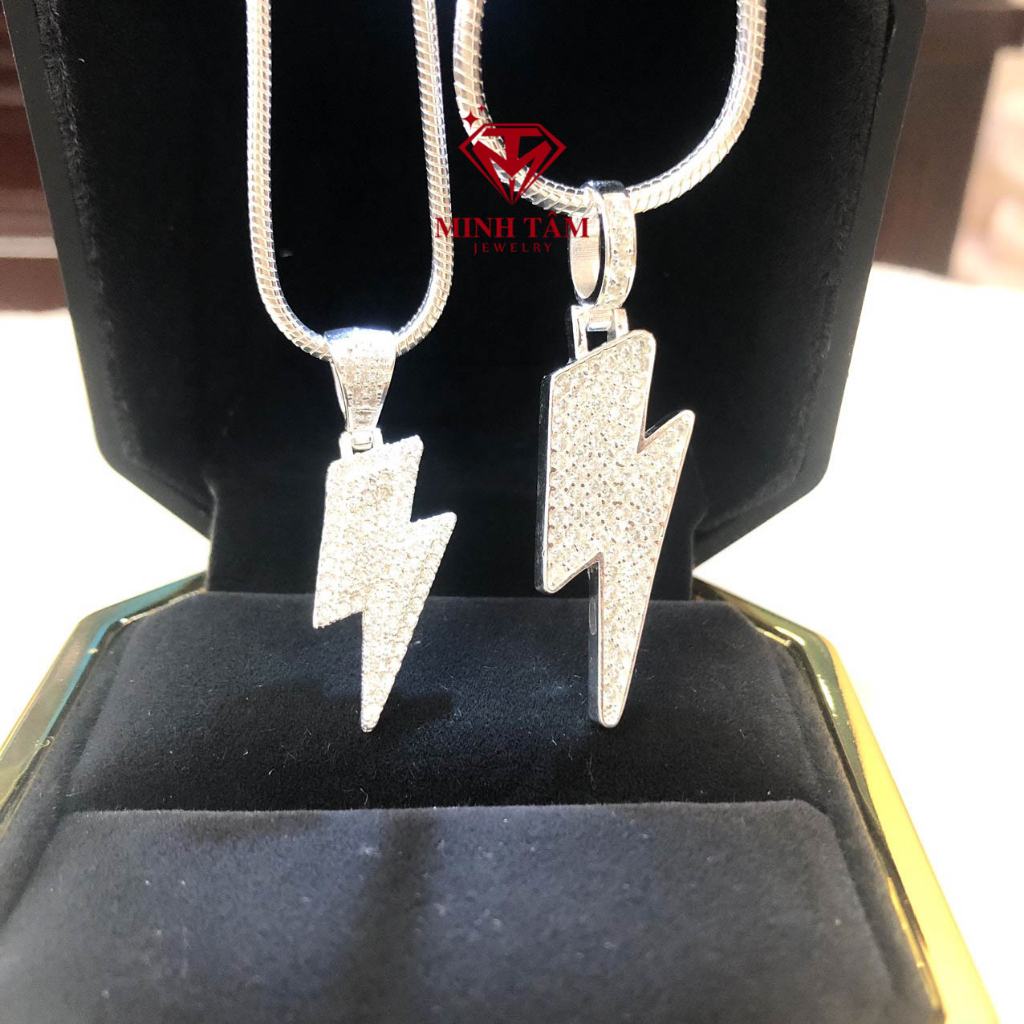 Mặt dây chuyền tia sét bạc ta đính đá cho nam Minh Tâm Jewelry