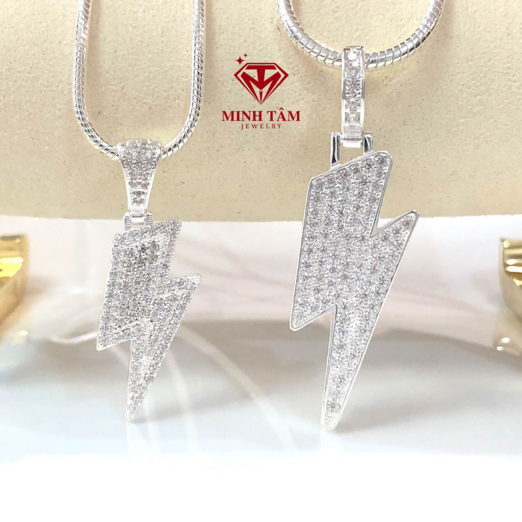 Mặt dây chuyền tia sét bạc ta đính đá cho nam Minh Tâm Jewelry