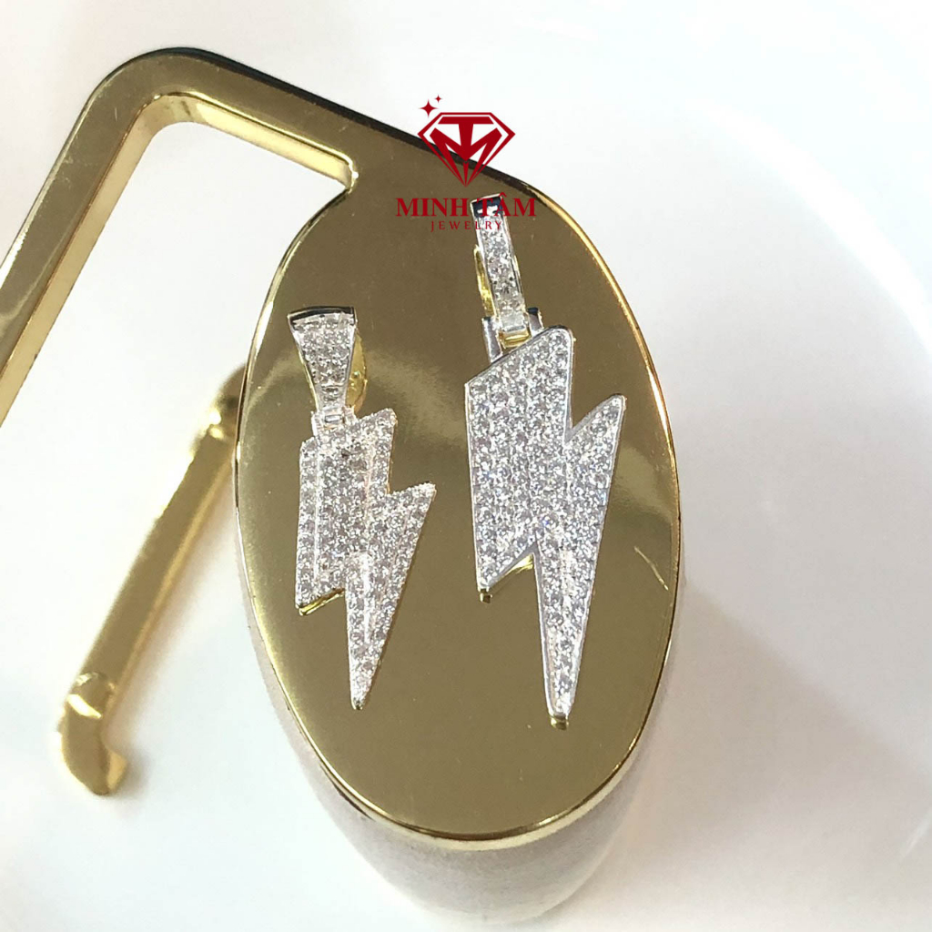 Mặt dây chuyền tia sét bạc ta đính đá cho nam Minh Tâm Jewelry