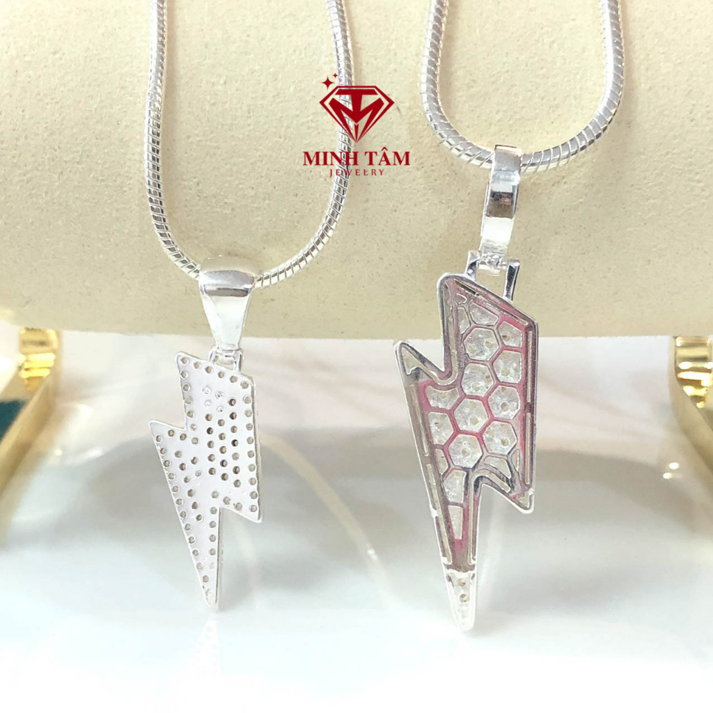 Mặt dây chuyền tia sét bạc ta đính đá cho nam Minh Tâm Jewelry