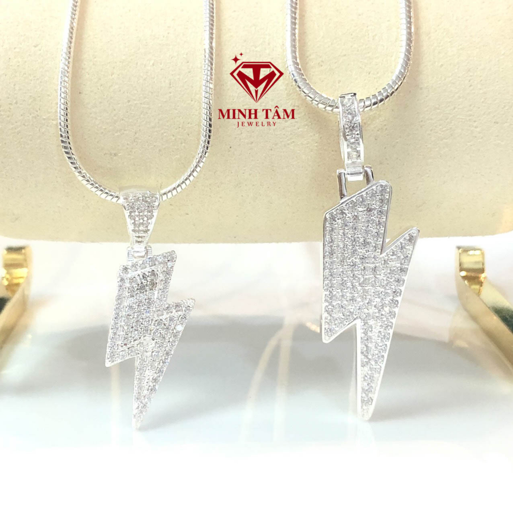 Mặt dây chuyền tia sét bạc ta đính đá cho nam Minh Tâm Jewelry