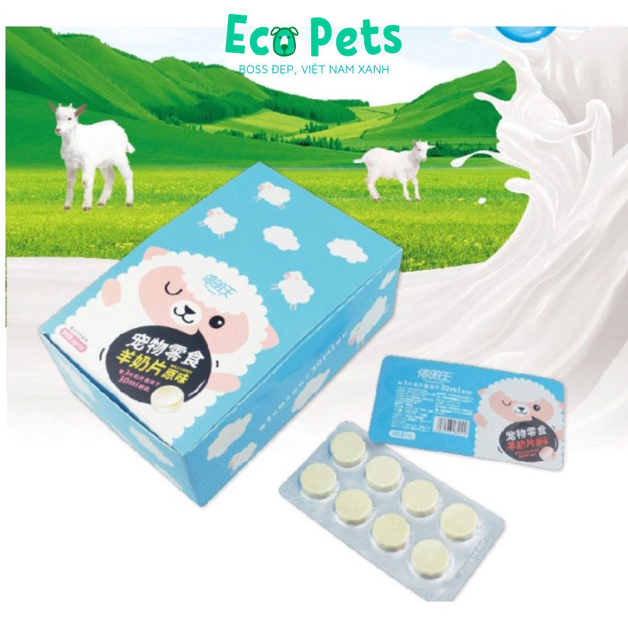 Sữa bột cho chó mèo ECOPETS viên sữa dê hòa tan PURI cung cấp dinh dưỡng canxi cho mèo con mèo bầu dạng vỉ