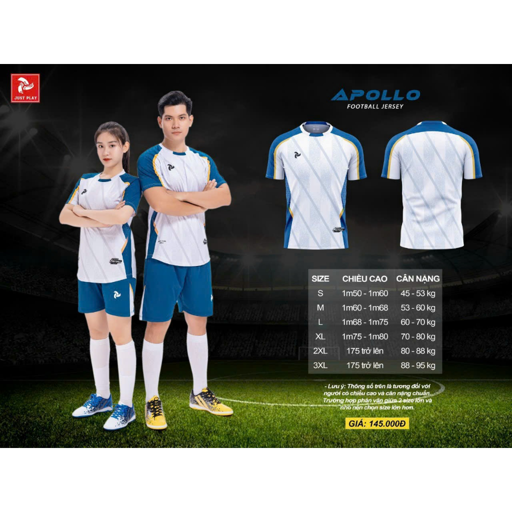 Bộ Quần Áo Bóng Đá Thiết Kế  Chất Vải Thun Lạnh Thoáng Mát Co Giãn Tốt - JustPlay Apollo