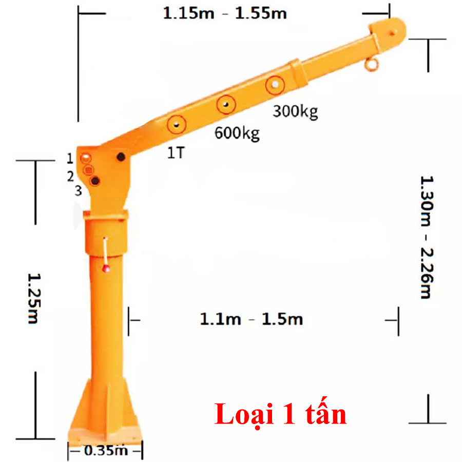 Cẩu Xoay 360 Độ Nâng Hàng 500/1000kg ABG - Cần Cẩu Xe Tải Xoay, Dùng Để Lắp Đặt Trên Xe Ô Tô Nâng Hạ Hàng Hóa