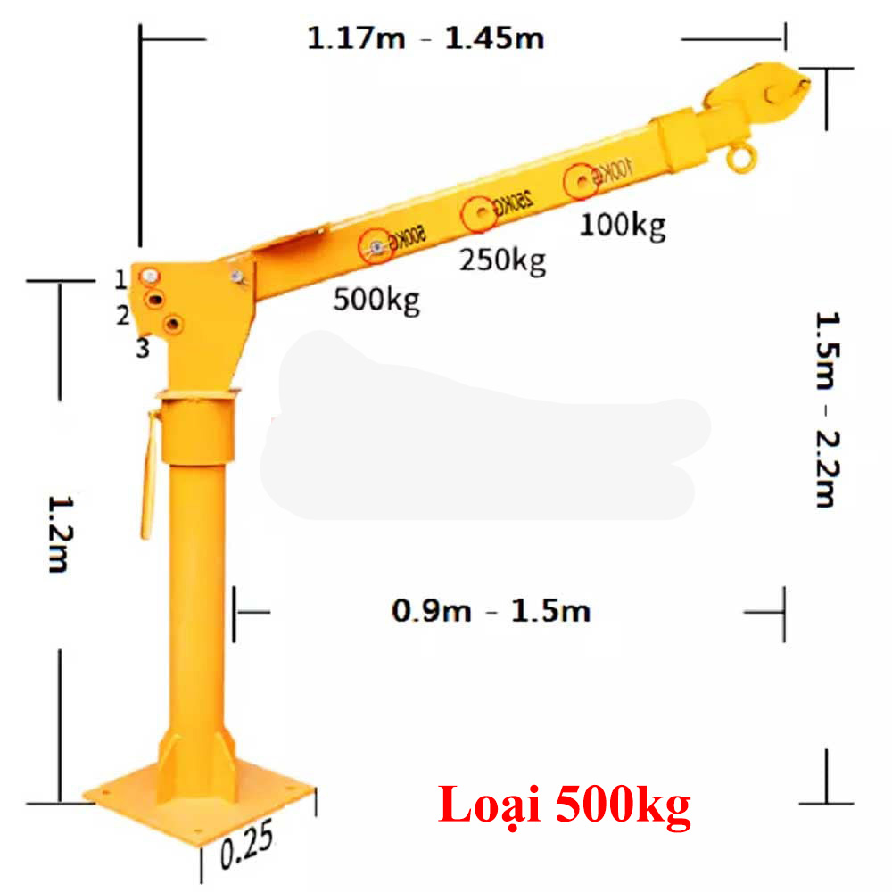 Cẩu Xoay 360 Độ Nâng Hàng 500/1000kg ABG - Cần Cẩu Xe Tải Xoay, Dùng Để Lắp Đặt Trên Xe Ô Tô Nâng Hạ Hàng Hóa