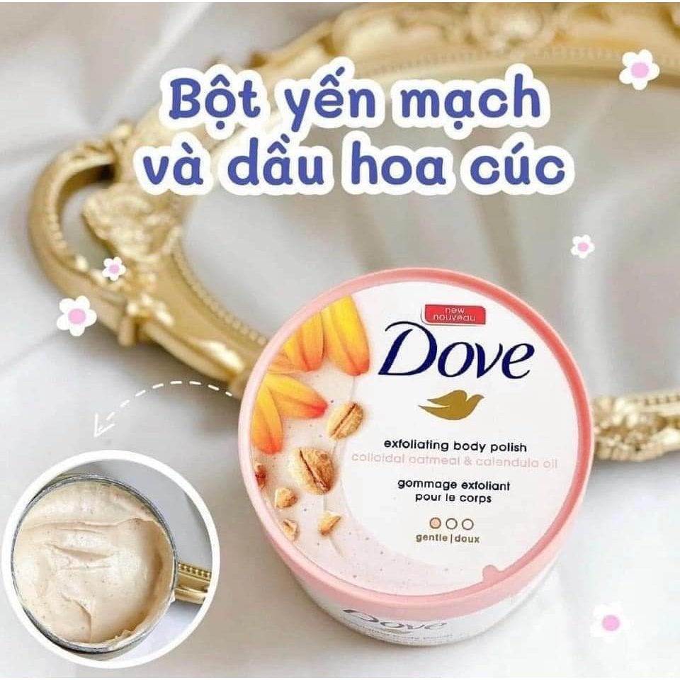 Tẩy Da Chết Toàn Thân, Body DOVE Exfoliating Body Polish 298g Macca, Lựu, Vani, Đường nâu