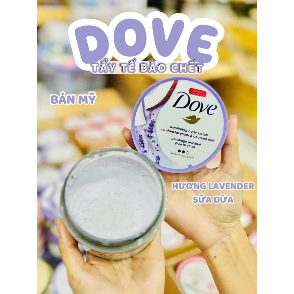 Tẩy Da Chết Toàn Thân, Body DOVE Exfoliating Body Polish 298g Macca, Lựu, Vani, Đường nâu