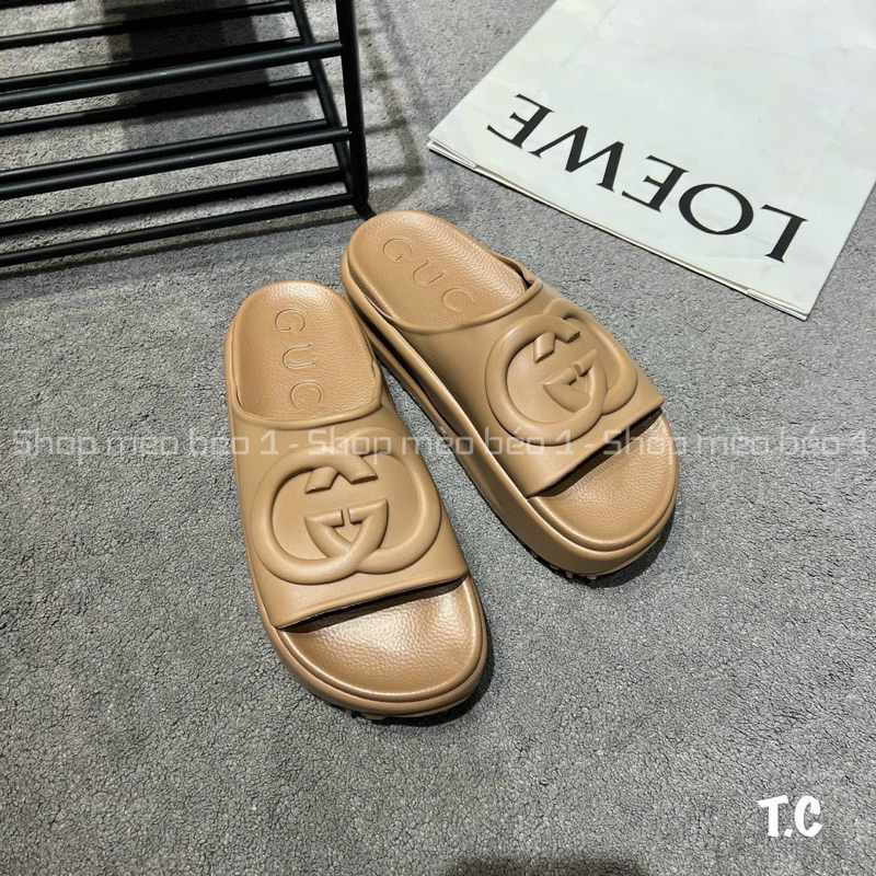 Dép gc su đúc quai ngang logo đế cao fullbox