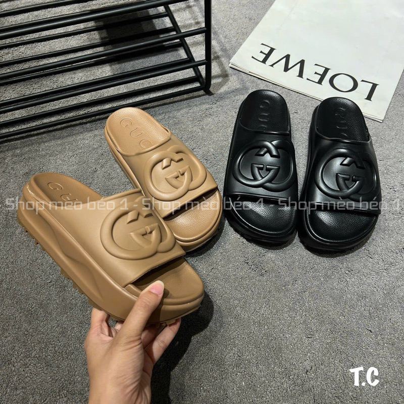 Dép gc su đúc quai ngang logo đế cao fullbox