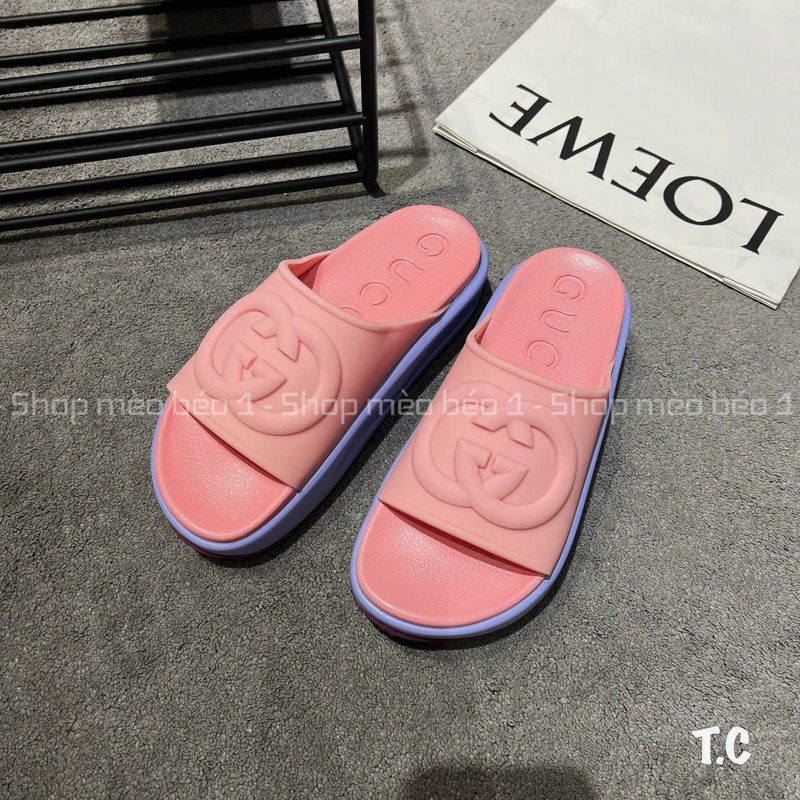 Dép gc su đúc quai ngang logo đế cao fullbox