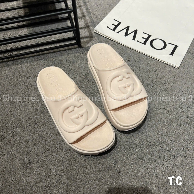 Dép gc su đúc quai ngang logo đế cao fullbox