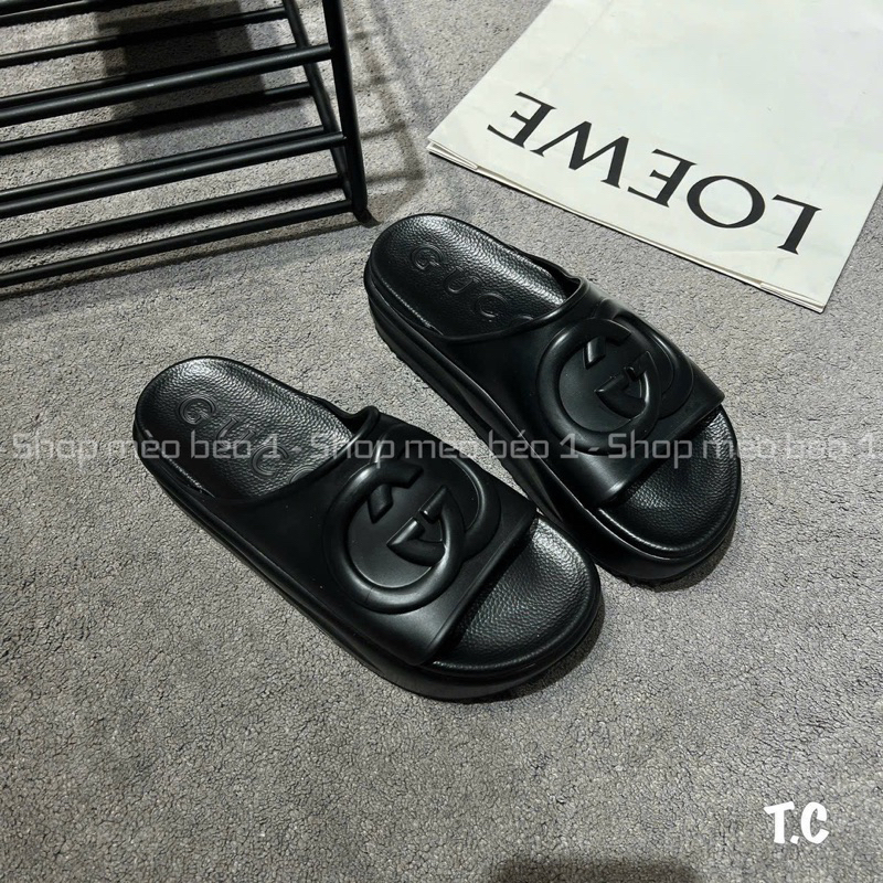 Dép gc su đúc quai ngang logo đế cao fullbox