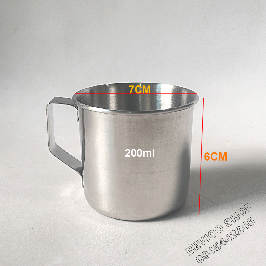 Ca uống nước inox 304 có quai | đk 7 x cao 7cm