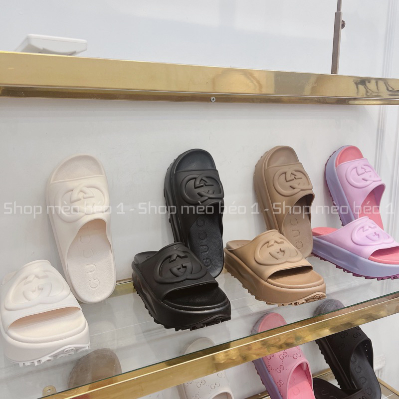 Dép gc su đúc quai ngang logo đế cao fullbox