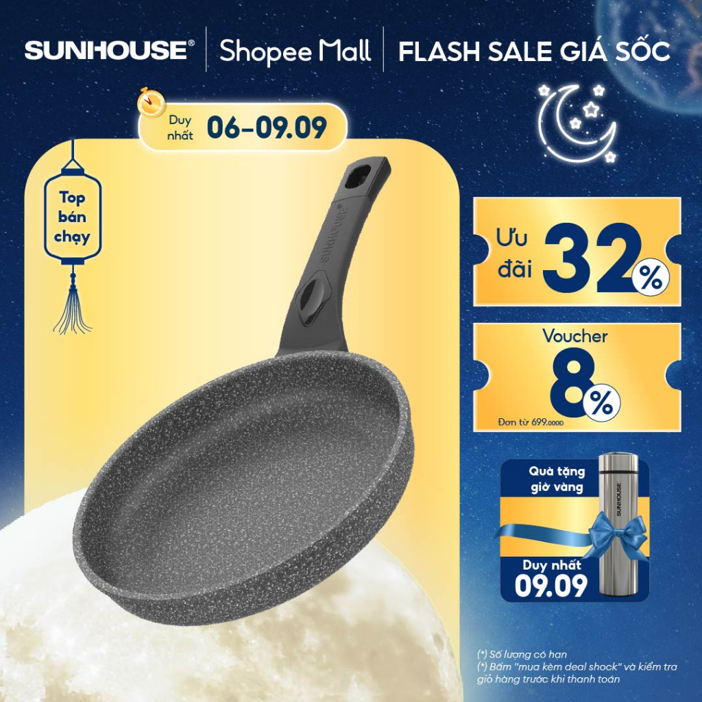 Chảo đá chống dính SUNHOUSE size 28cm SBD28