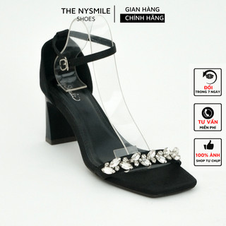 Giày sandal cao gót nữ đế dẹt 7p quai đính đa - the nysmile - neymaa
