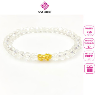 Vòng tay trang sức tỳ hưu vàng 24k mix pha le tết dây handmade Ancarat