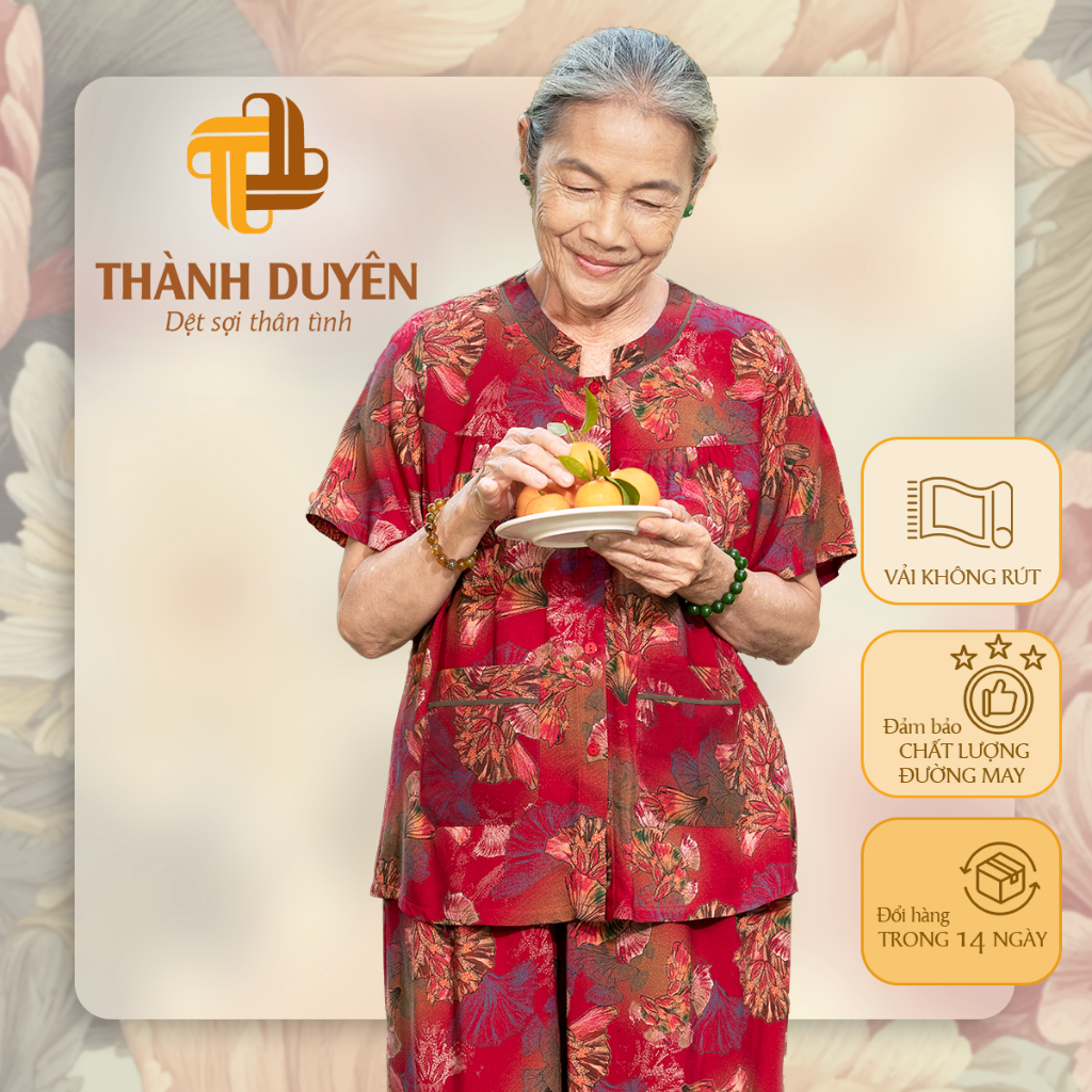 Đồ bộ Tole cho bà Thành Duyên, tay ngắn, quần dài, thoáng mát, không rút -1583TCD (F)