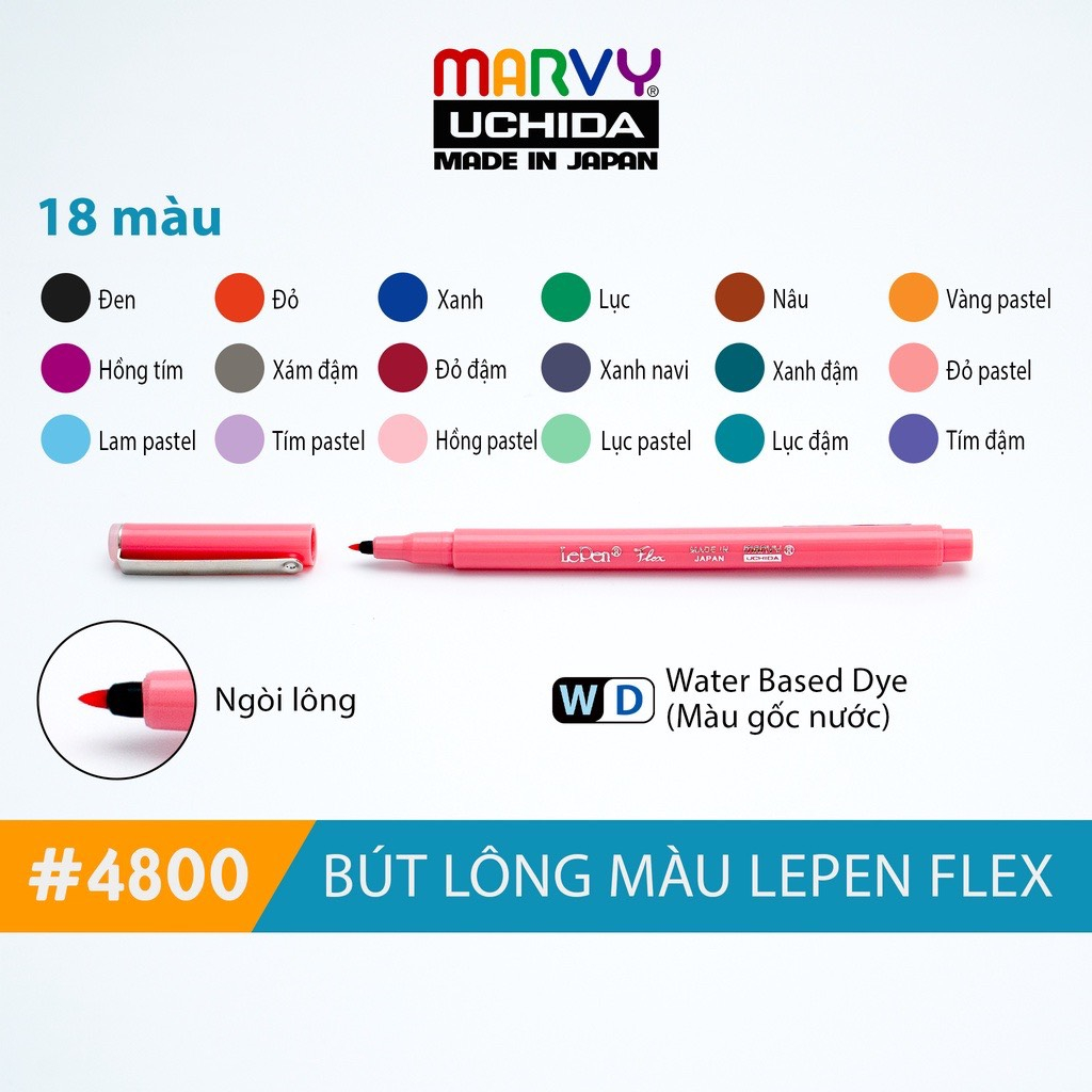 Bút Lông Đầu Cọ Brush Marvy Uchida 4800 Lepen Flex Chính Hãng