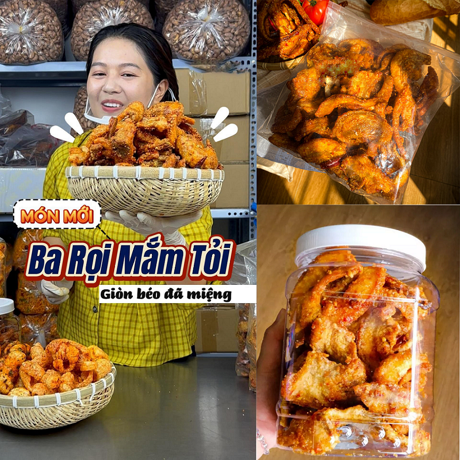 Ba Rọi Mắm Tỏi Dry Food Cay Chiên Giòn Tan, Vị Mặn Ngọt Thơm Ngon
