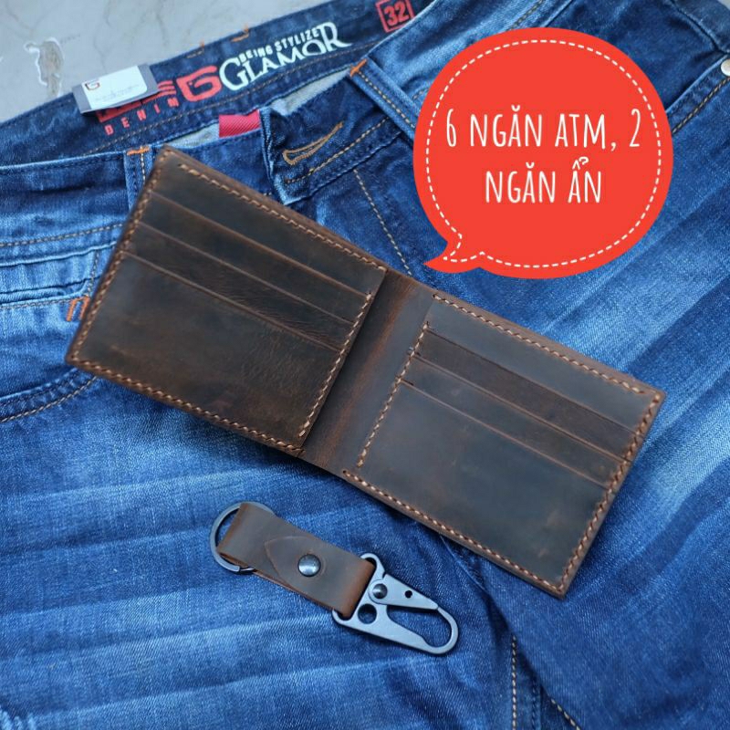 Ví ngang da bò sáp