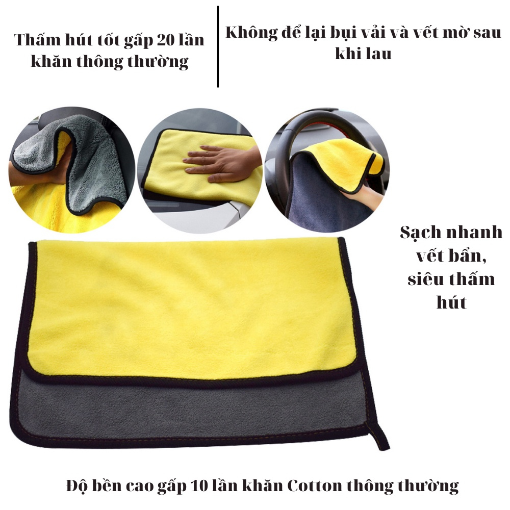 Khăn Lau Ô Tô Xe Hơi, Xe Máy 2 Mặt Microfiber Siêu Thấm, Siêu Mịn Không Đổ Lông 88419 Kho sỉ giá gốc 88