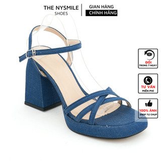 Giày sandal cao gót nữ 11p đúp quai mảnh gót vuông - thenysmile - rina