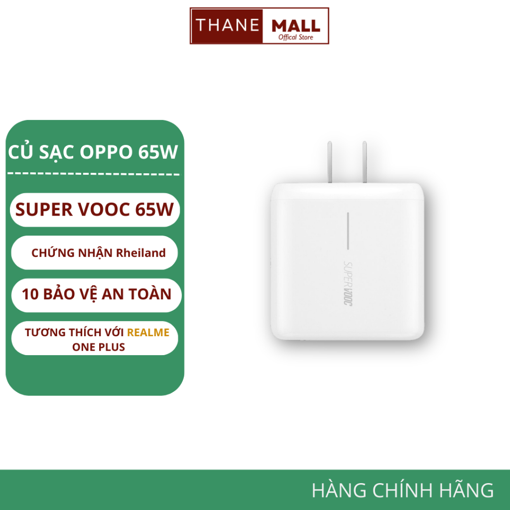 Bộ Sạc Nhanh OPPO Super VOOC 65W | Đầu ra USB: 10V - 6.5A