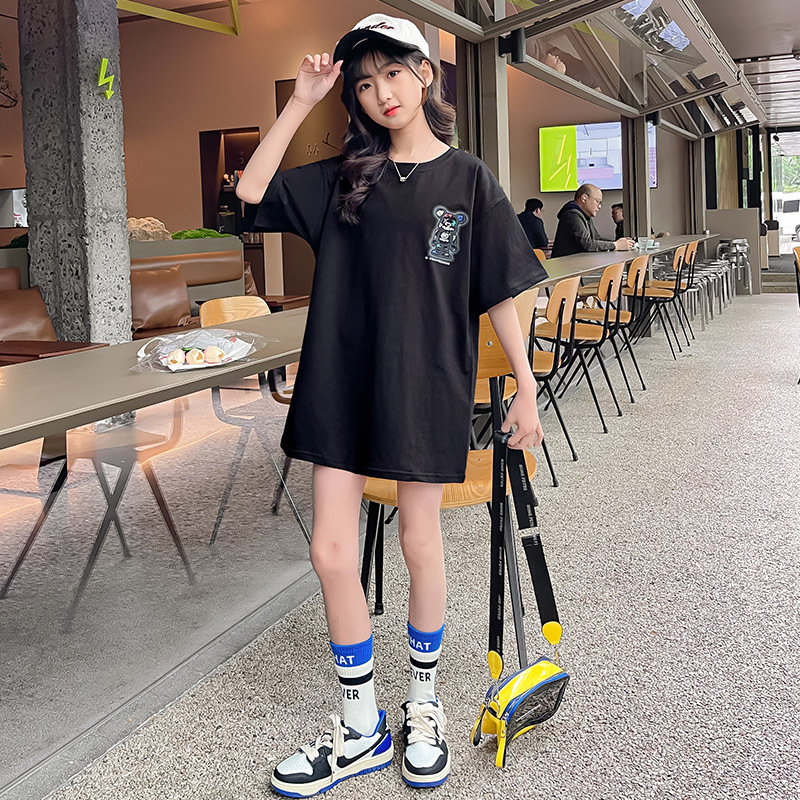 Áo Phông Bé Trai Bé Gái 20-50kg Cộc Tay In Hình Gấu Cá Tính phong cách Hàn Quốc áo trẻ em 5-15 tuổi Hottrend mùa hè 2023