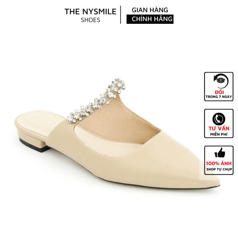 Giày sục nữ mũi nhọn quai đính cườm The NySmile - SNAP ( form nhỏ + 1 size )