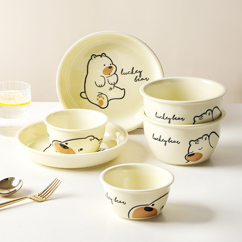 Chén sứ họa tiết kute. Bát ăn cơm bằng sứ hoặ tiết động vật và hoa lá.