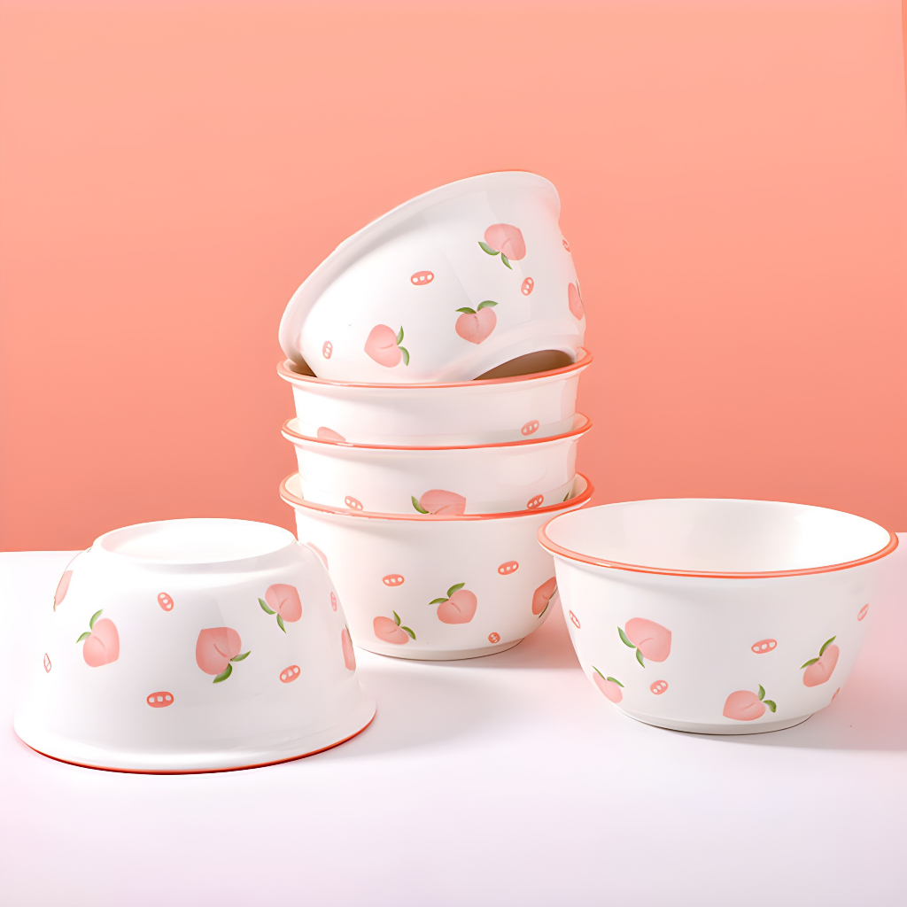 Chén sứ họa tiết kute. Bát ăn cơm bằng sứ hoặ tiết động vật và hoa lá.