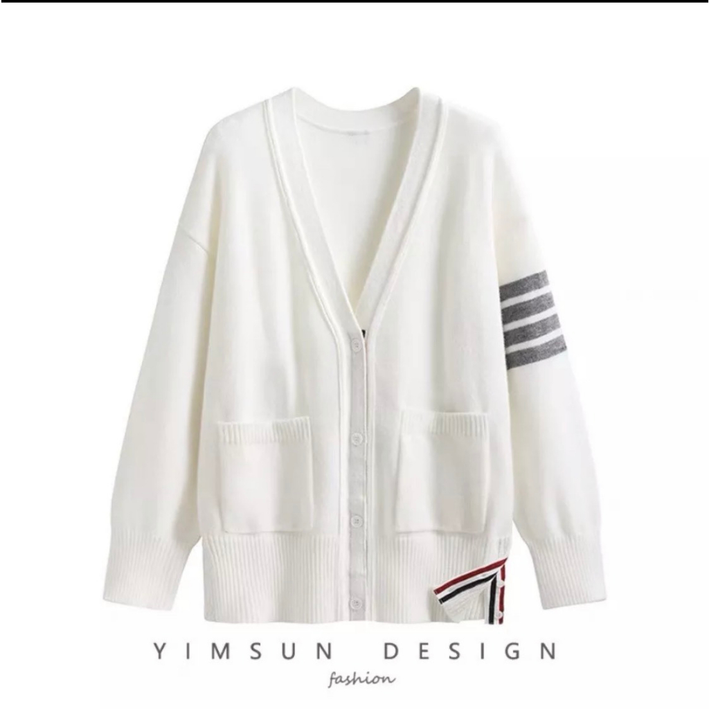 Áo Khoác Cardigan Thome Cao Cấp - Áo Cardigan Thome Sọc Kẻ Tay Chất Nỉ Dày Dặn Hàng Siêu Đẹp