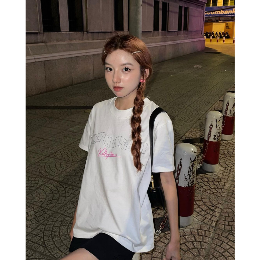 Áo thun Kill System form fit Baby Monster màu trắng chất vải cotton