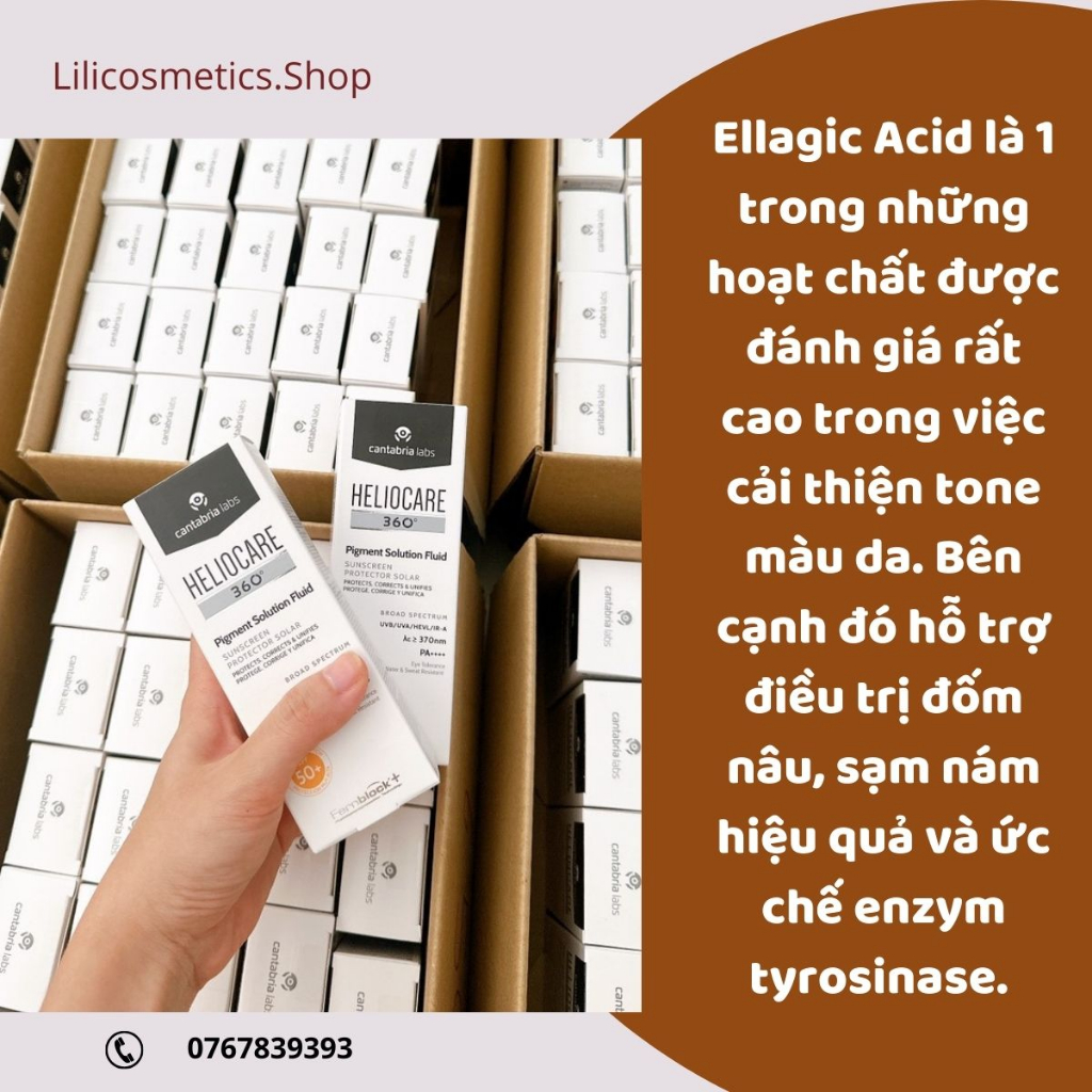 [CÓ BILL] [CHÍNH HÃNG] Kem chống nắng phổ rộng Heliocare 360 Pigment Solution Fluid SPF 50+ 50ml