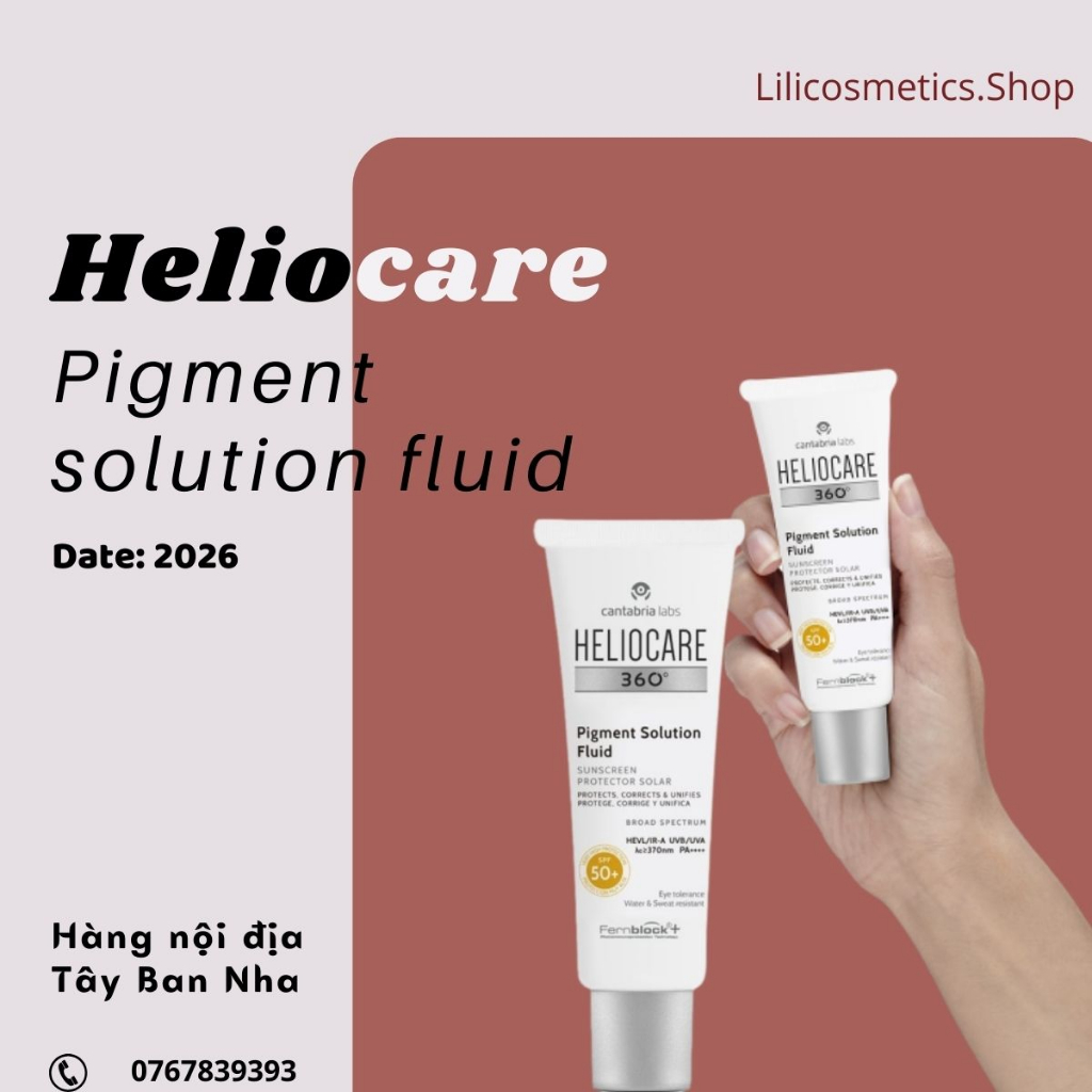 [CÓ BILL] [CHÍNH HÃNG] Kem chống nắng phổ rộng Heliocare 360 Pigment Solution Fluid SPF 50+ 50ml