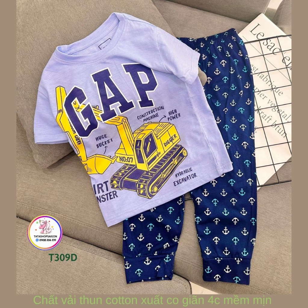 11 đến 41kg - Đồ bộ bé trai tay ngắn quần dài thun cotton xuất mát mùa hè T309
