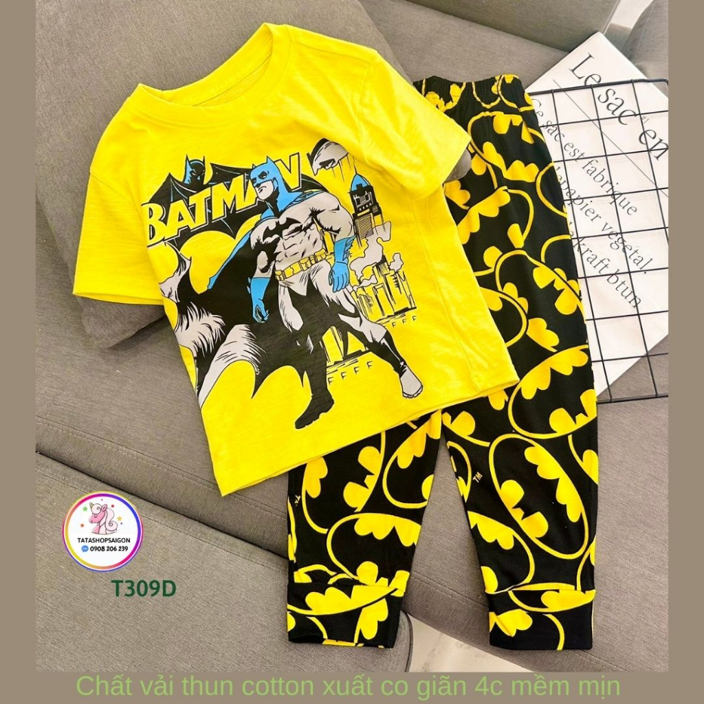 11 đến 41kg - Đồ bộ bé trai tay ngắn quần dài thun cotton xuất mát mùa hè T309