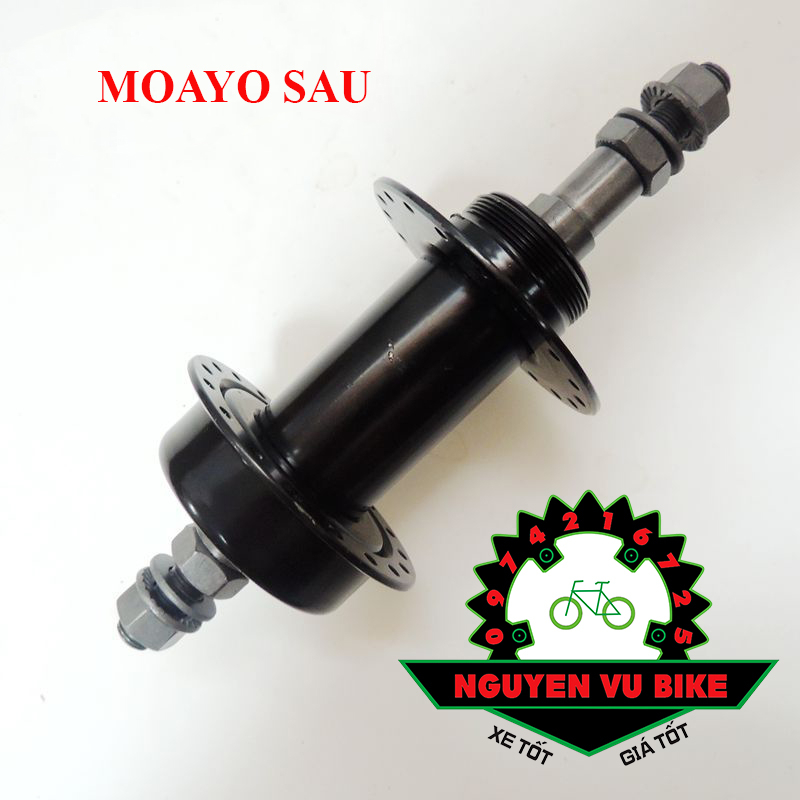 Đùm, Moayo thép xe đạp chạy bạc đạn siêu bon, siêu bền, phanh đĩa, líp vặn 32, 36 lỗ