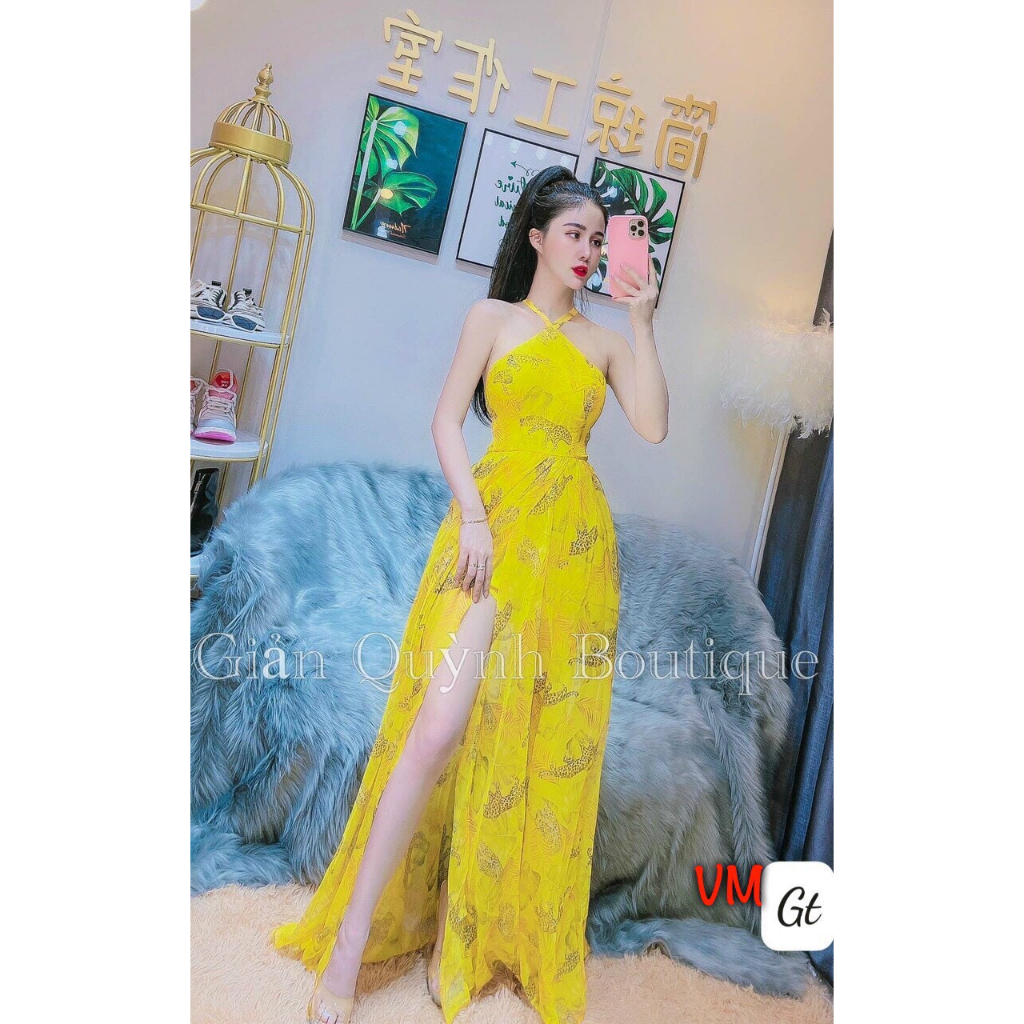 THANH LÝ  - Maxi họa tiết đan dây lưng