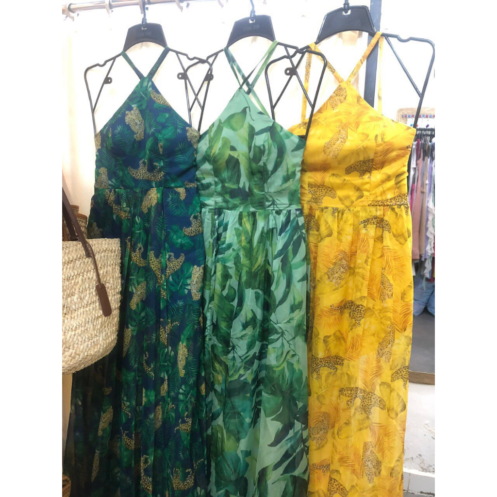 THANH LÝ  - Maxi họa tiết đan dây lưng