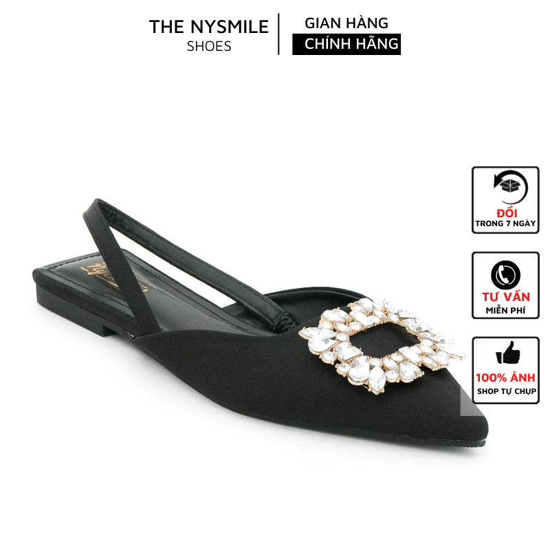 Giày bệt quai hậu đính đá khoen vuông - The NySmile - ZALI