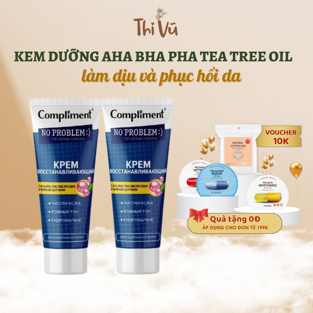 Kem dưỡng Compliment No problem AHA-BHA-PHA phục hồi, tái tạo da dầu mụn 50ml