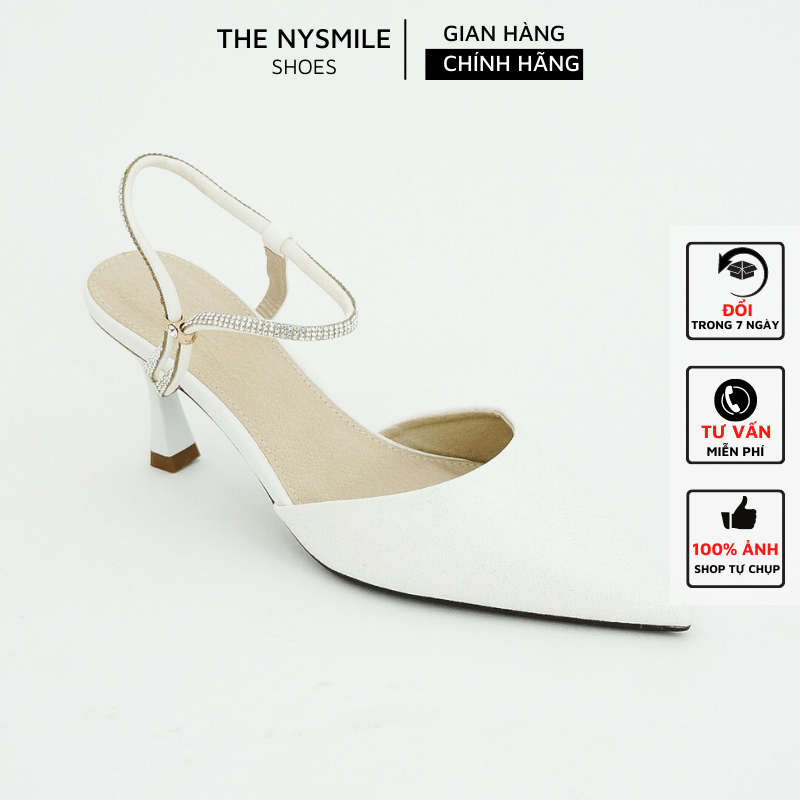Giày cao gót nữ 7 phân quai hậu đính đá - The NySmile - ONIS