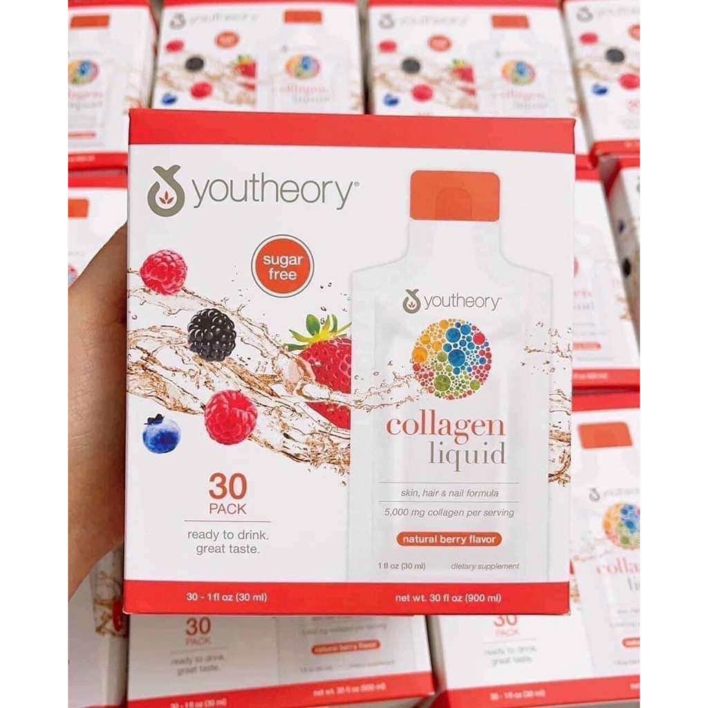 Collagen Nước Vị Dâu Berry Youtheory Collagen Liquid Berry Flavor 30ml
