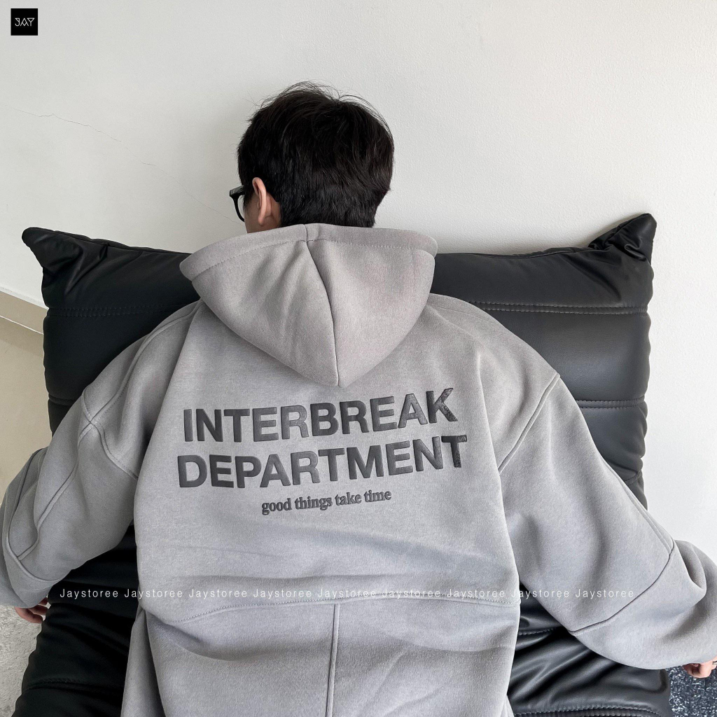 Áo Khoác Nỉ Hoodie Zip INTERBREAK MÀU ĐEN/XÁM/RÊU Form Rộng Unisex Nam Nữ - Áo Hoodie dây kéo 🖤 JEJUL